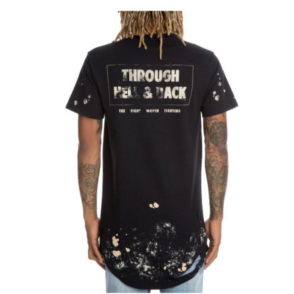 CIVIL Other - CIVIL REGIME BLEACH LONG SPLIT T-SHIRT Green/Black SZ S - NEW!